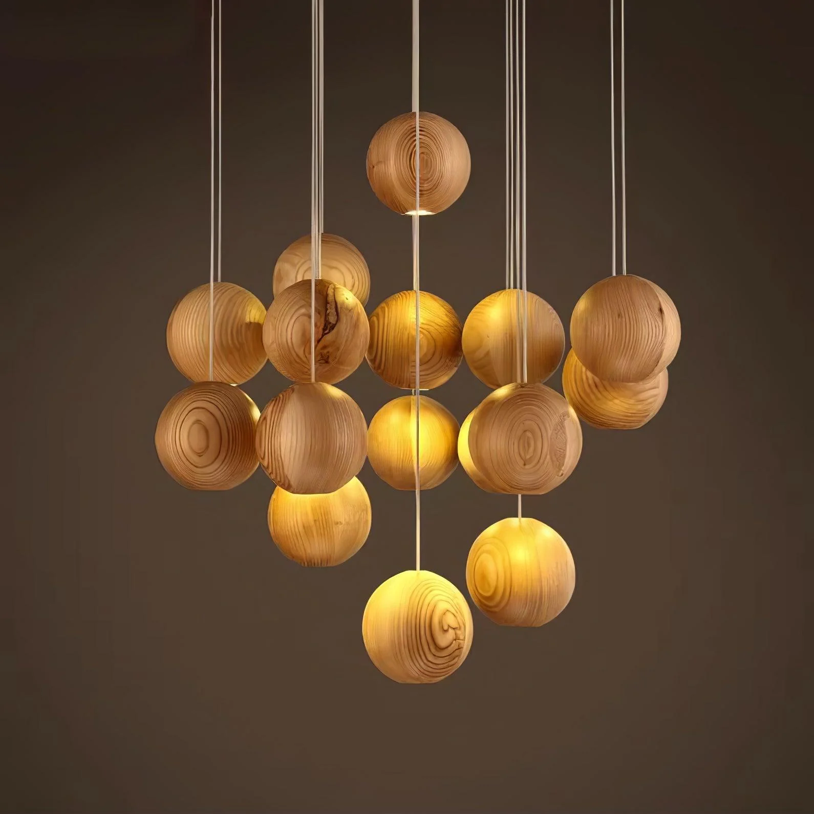 Ulvararis Nordic Orb Sphere Cluster Wooden Pendant Light - Image 20