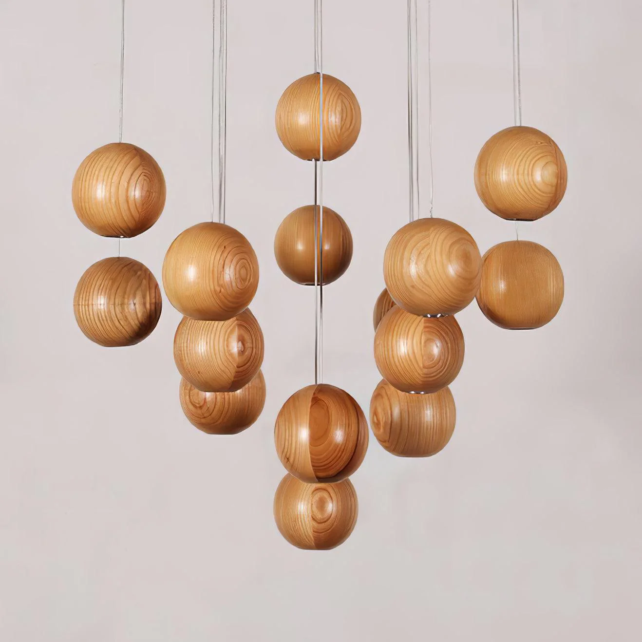Ulvararis Nordic Orb Sphere Cluster Wooden Pendant Light - Image 22