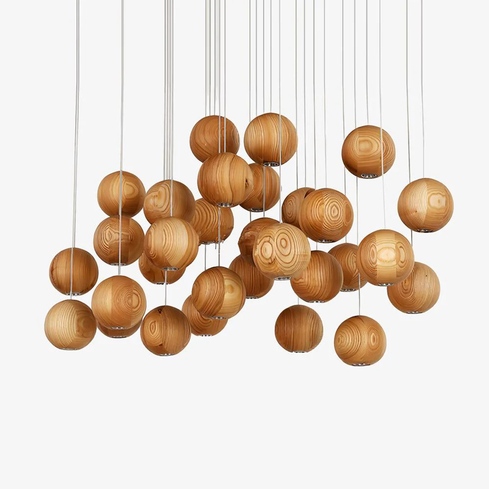 Ulvararis Nordic Orb Sphere Cluster Wooden Pendant Light - Image 5
