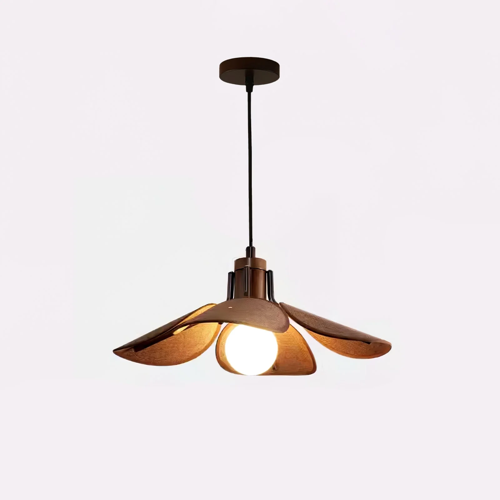 Utalion Traditional Petal Bloom Wood Fabric Pendant Light - Image 19
