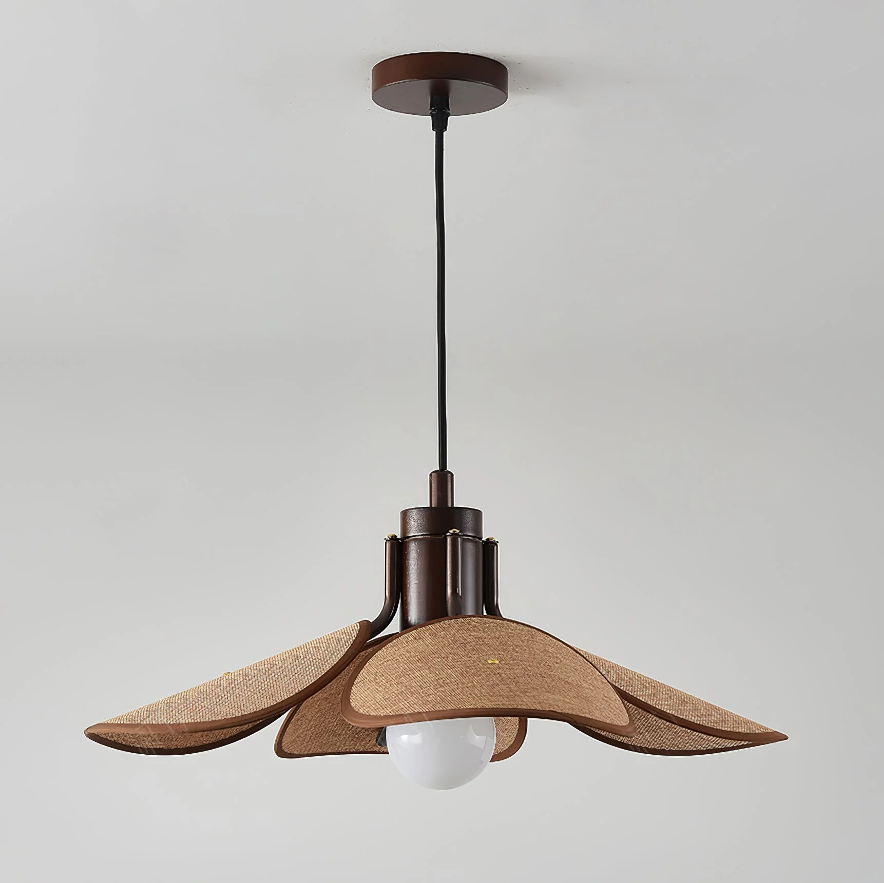 Utalion Traditional Petal Bloom Wood Fabric Pendant Light - Image 20