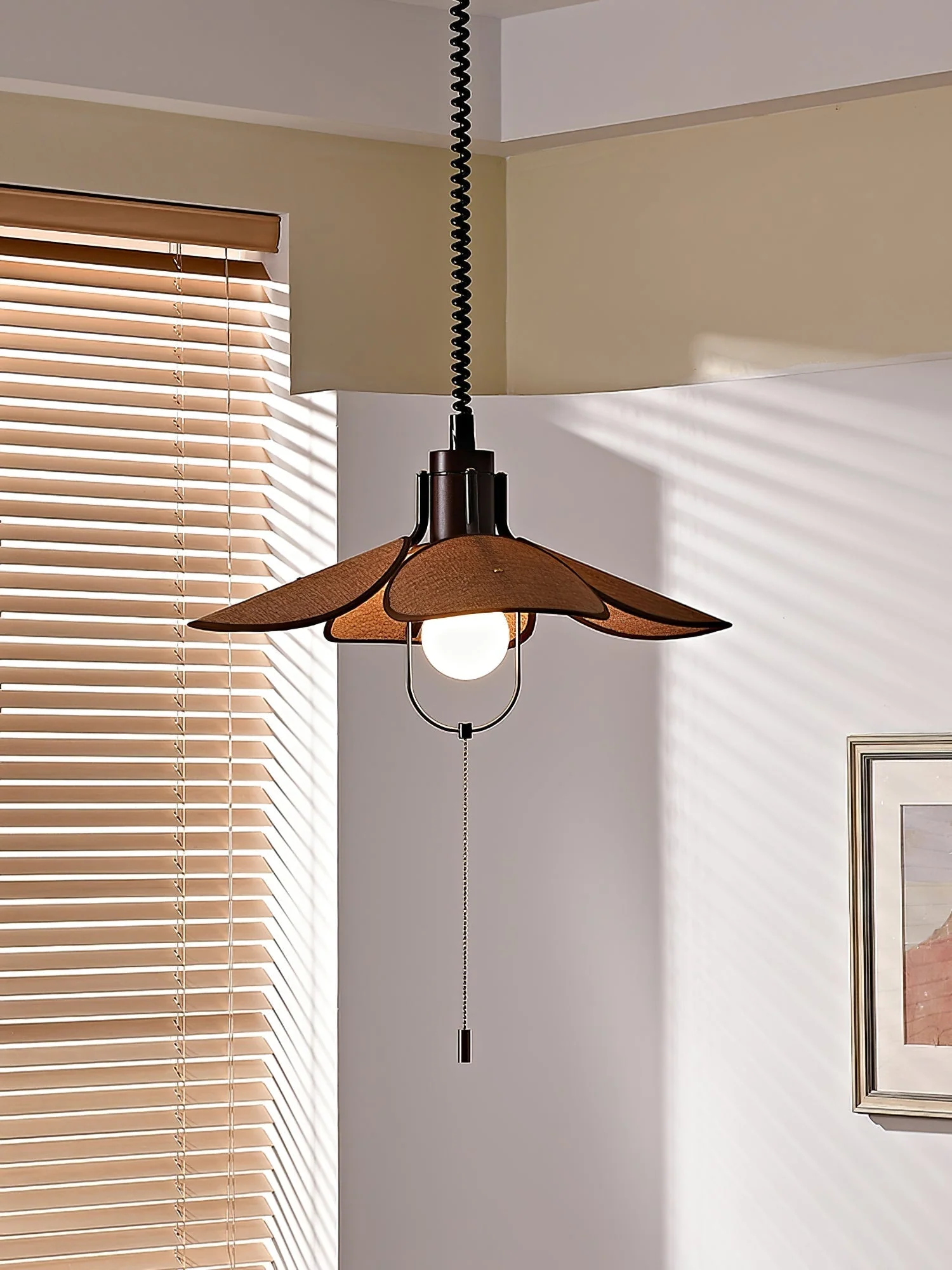 Utalion Traditional Petal Bloom Wood Fabric Pendant Light - Image 21