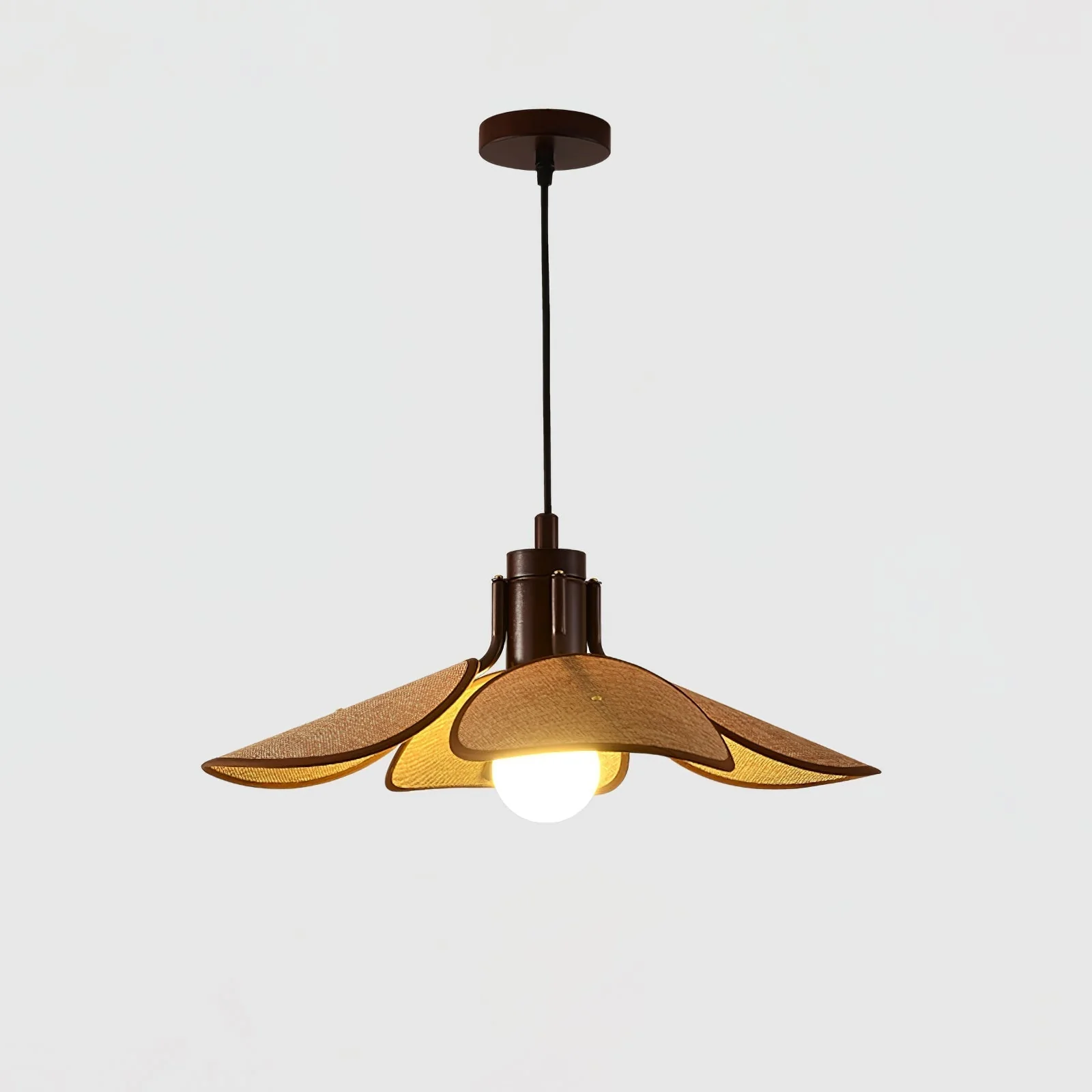 Utalion Traditional Petal Bloom Wood Fabric Pendant Light - Image 25