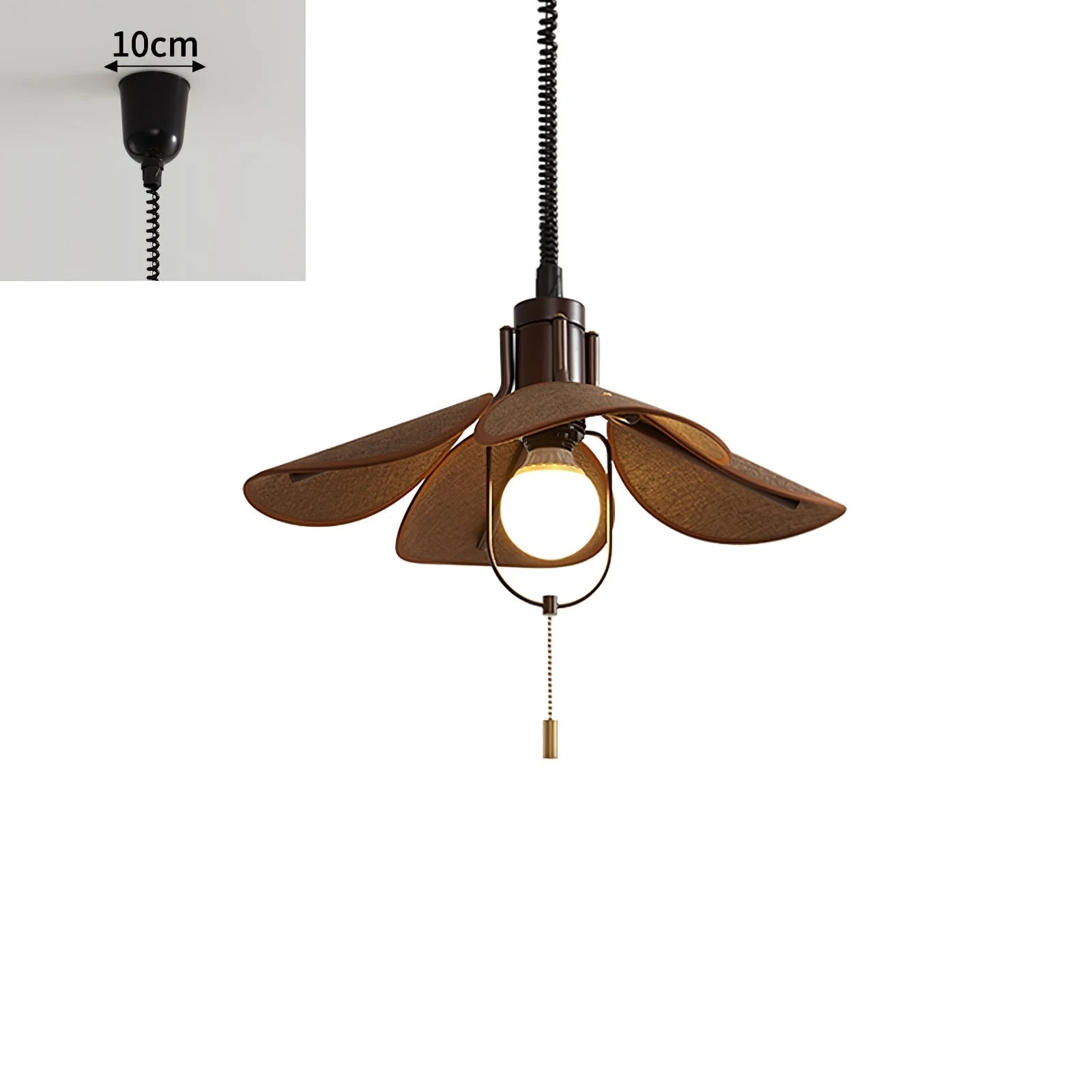 Utalion Traditional Petal Bloom Wood Fabric Pendant Light - Image 31