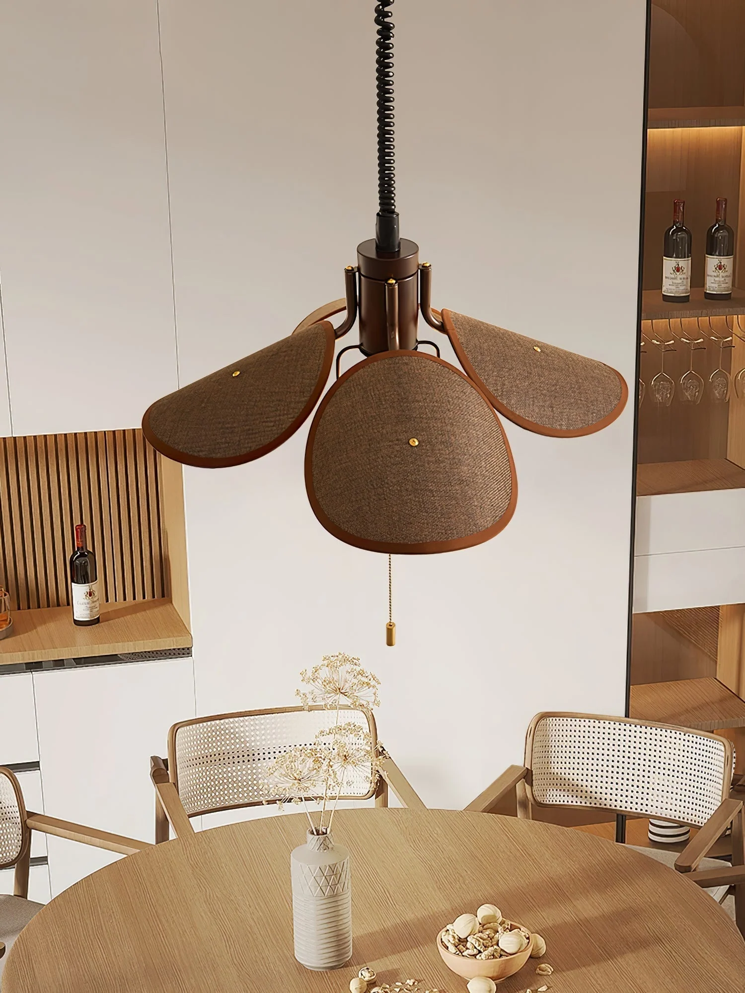 Utalion Traditional Petal Bloom Wood Fabric Pendant Light - Image 42