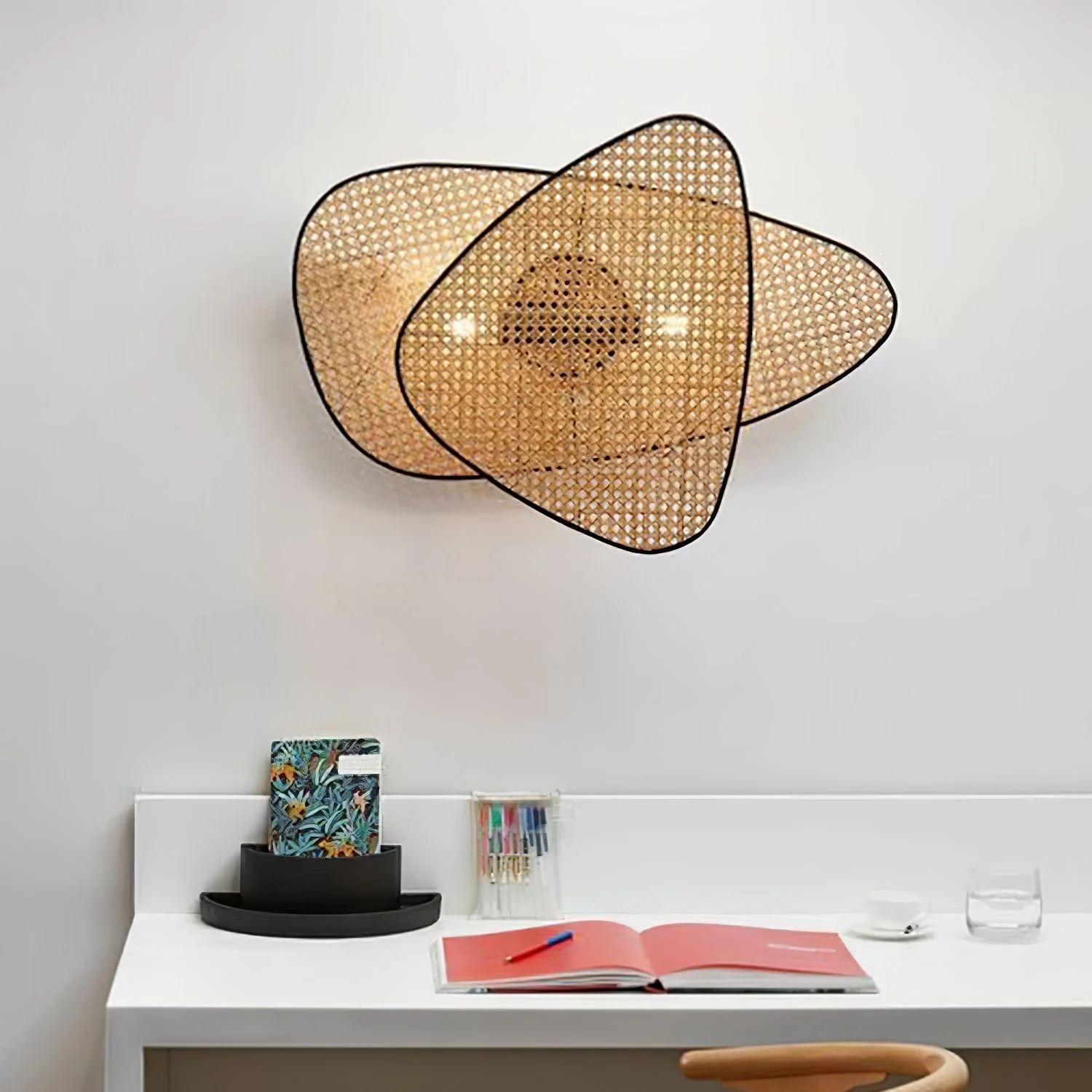 Uvelan Art Natural Cannage Bamboo Sconce Wall lamp - Image 38
