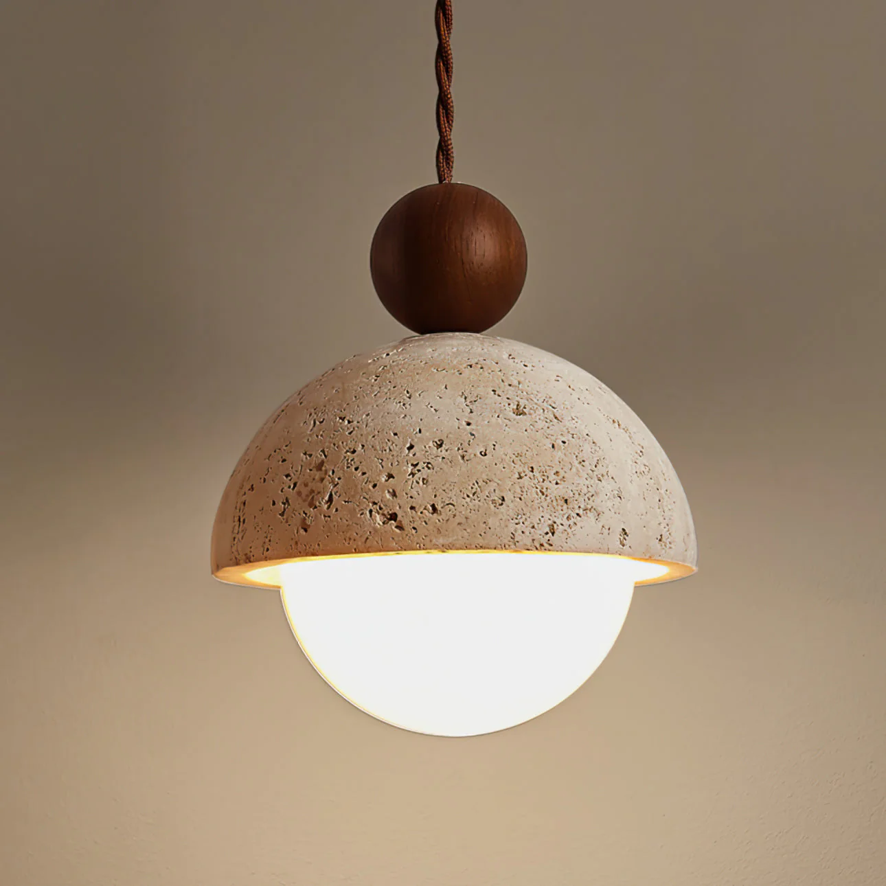 Vaire Pendant Light Travertine Dome Glass - Image 10