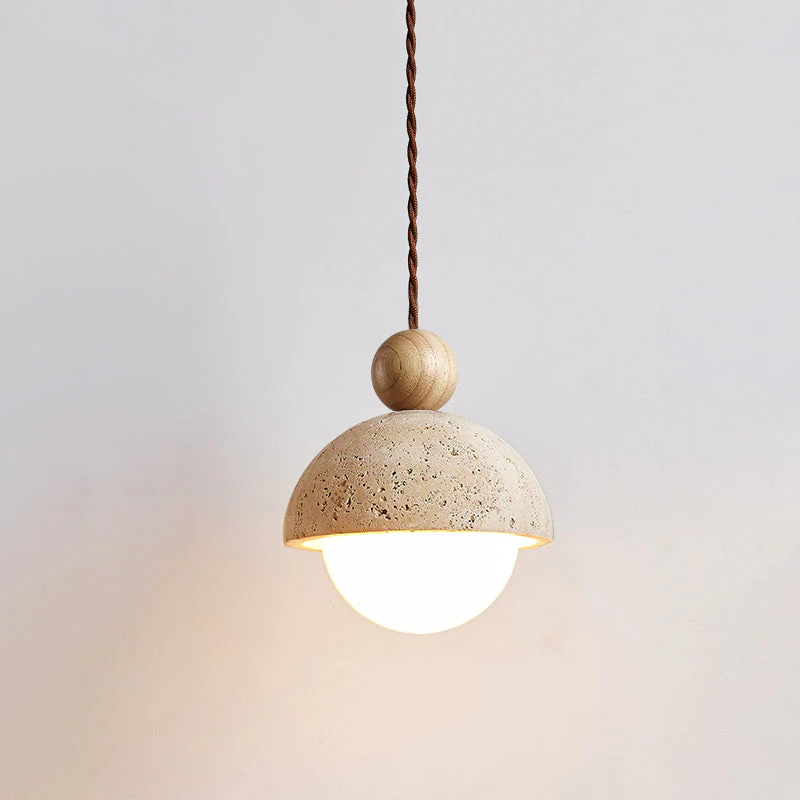 Vaire Pendant Light Travertine Dome Glass - Image 12