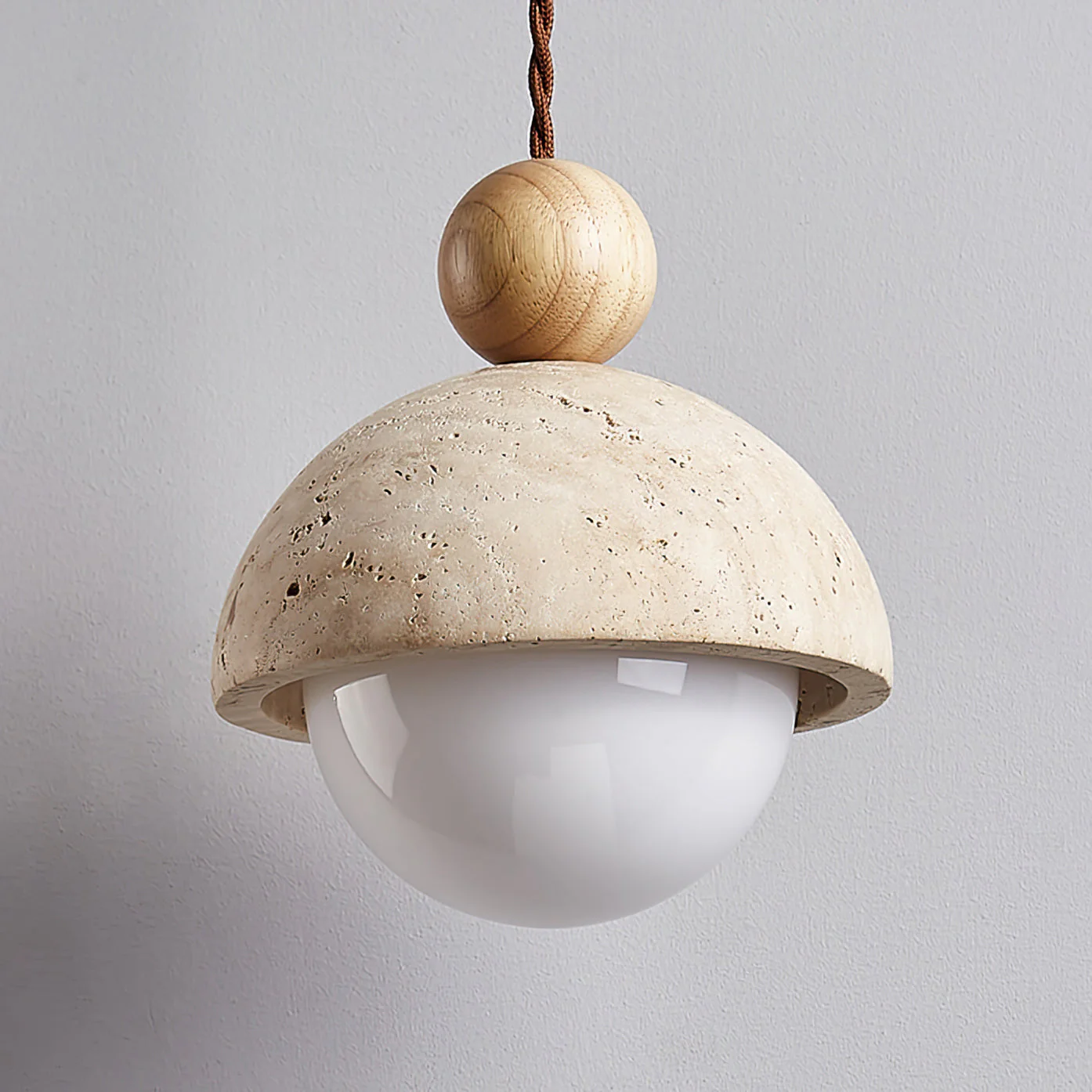 Vaire Pendant Light Travertine Dome Glass - Image 2
