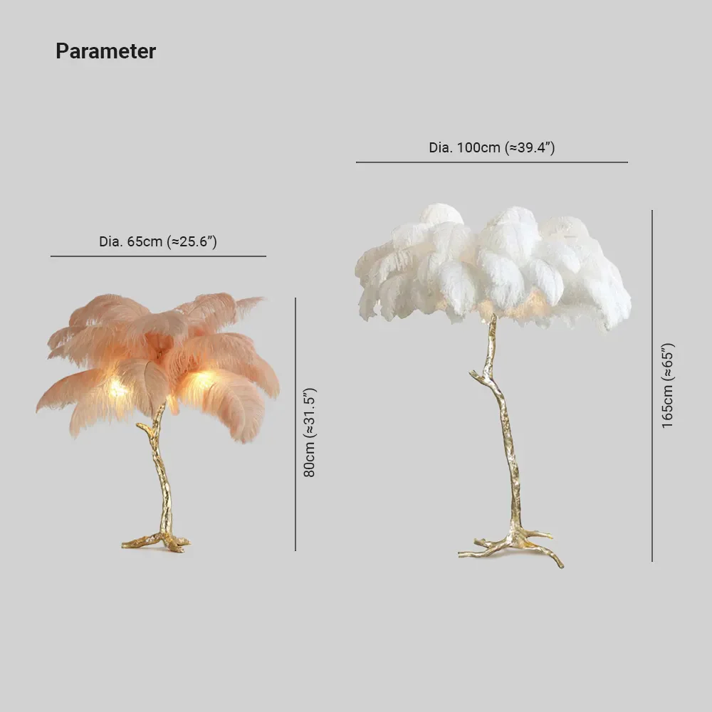 O'Moore Nordic Luxury Unique Ostrich Feather Floor Lamp/Table Lamp - Image 25