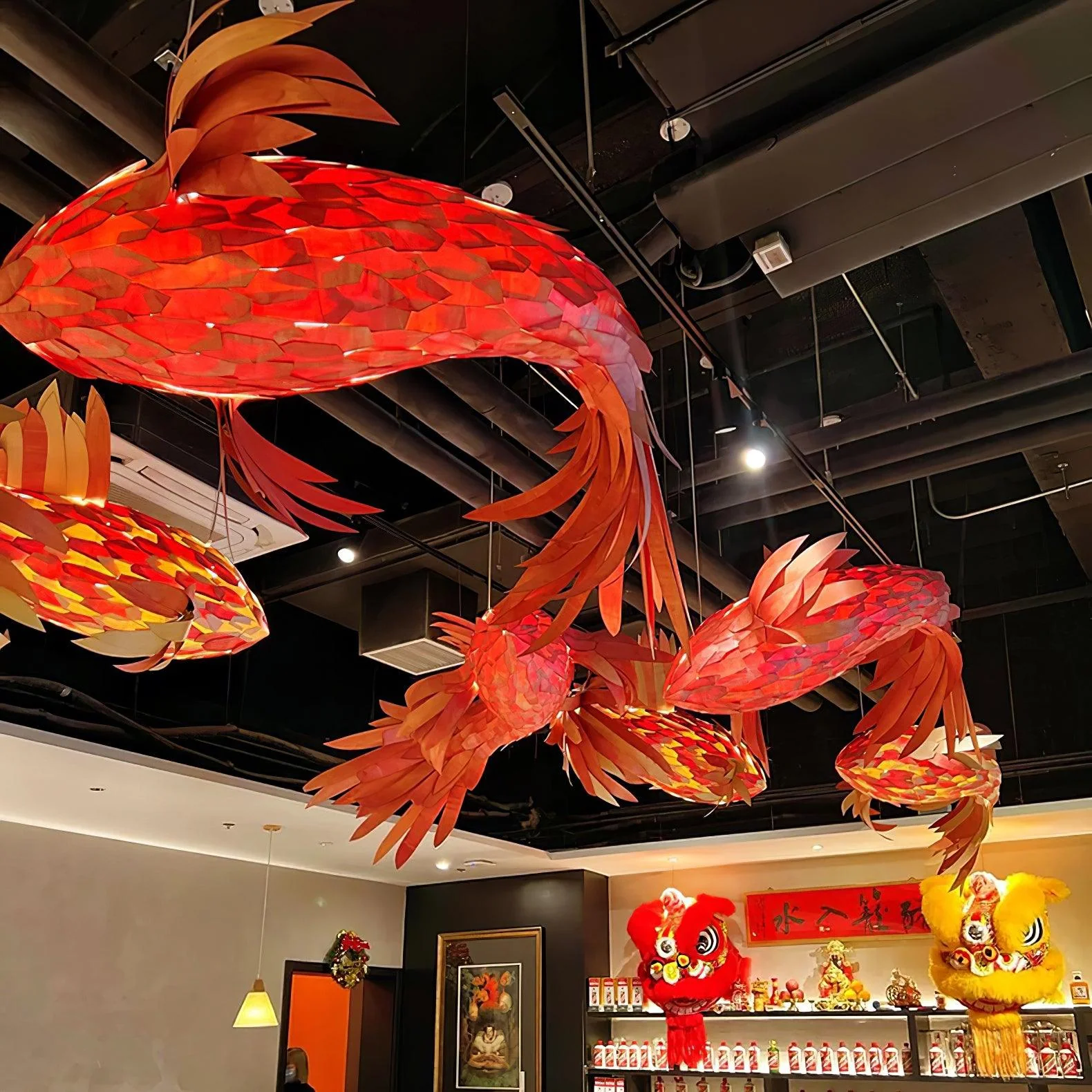 Vamararae Crimson Swirl Koi Pendant Light - Image 12