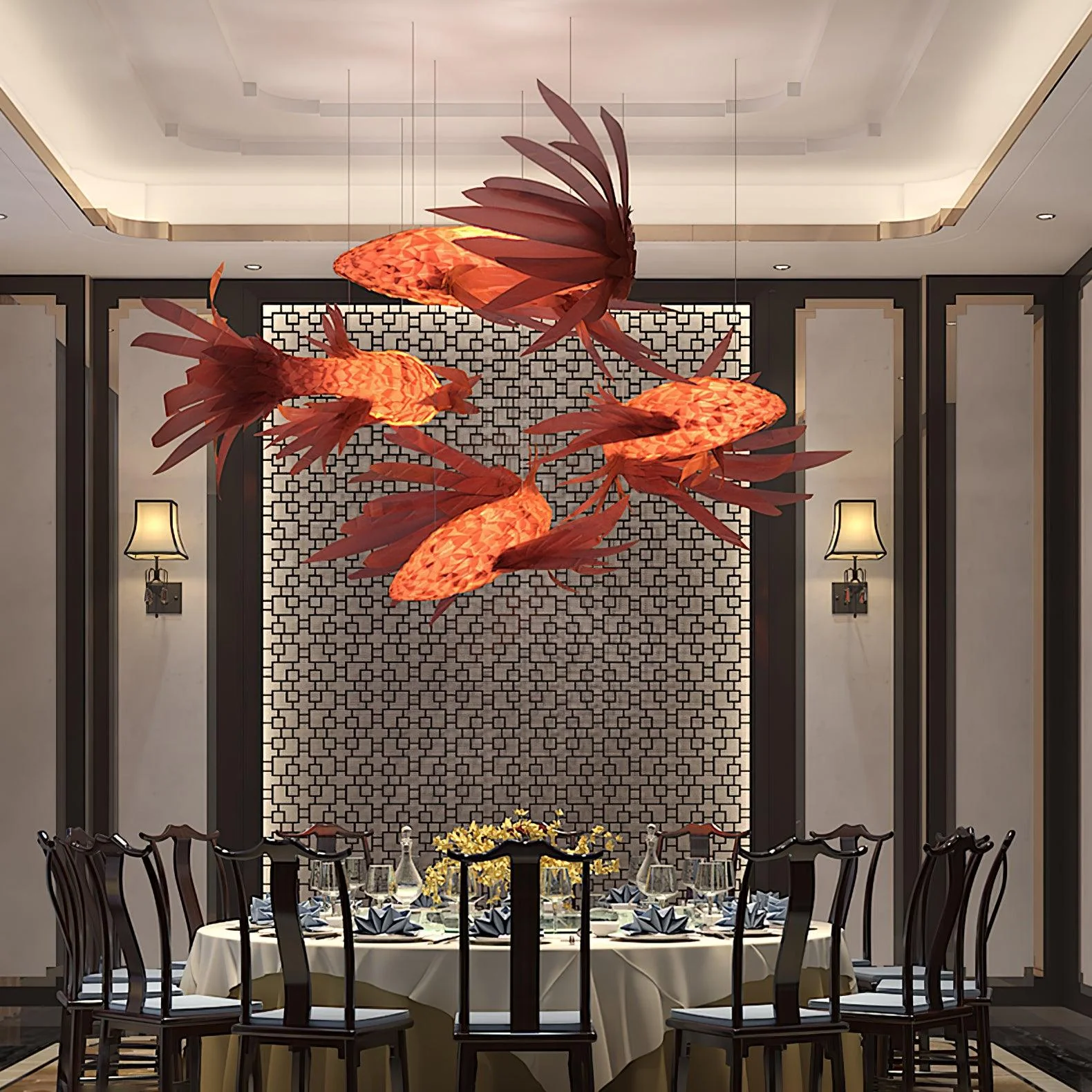 Vamararae Crimson Swirl Koi Pendant Light - Image 17