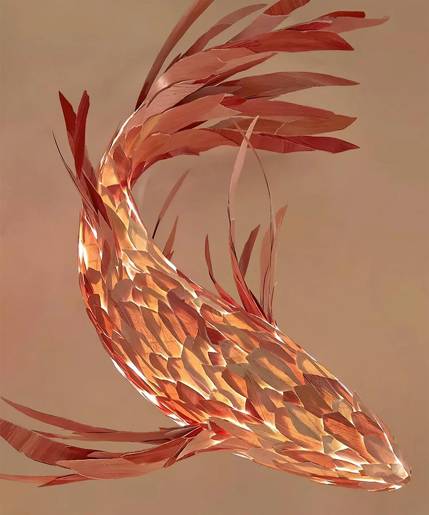 Vamararae Crimson Swirl Koi Pendant Light - Image 2
