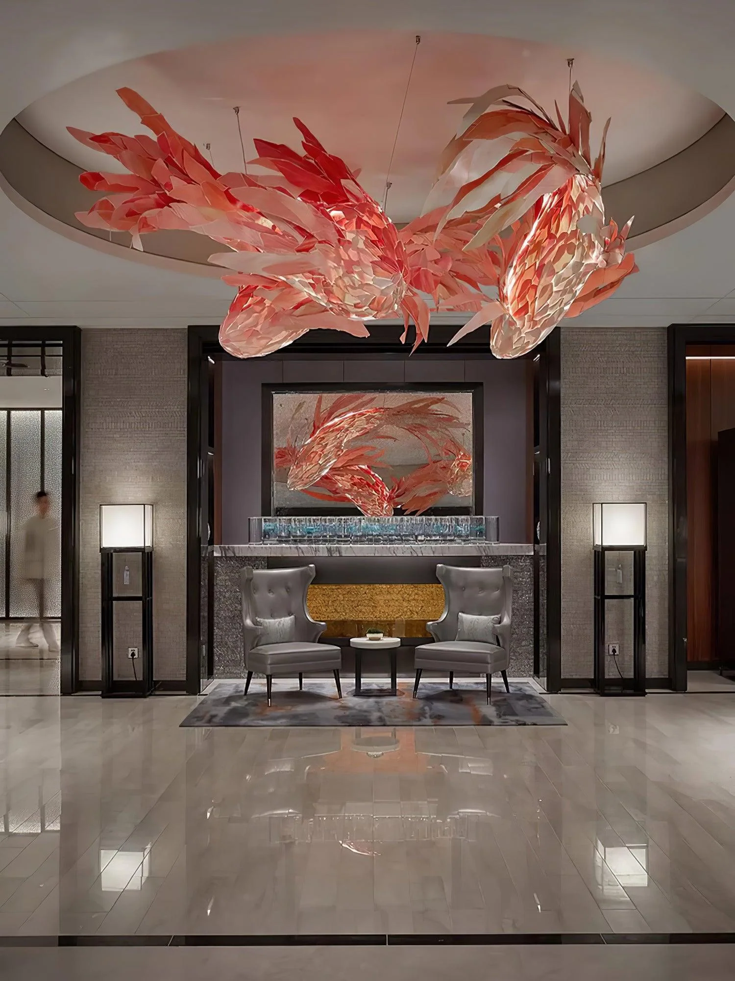Vamararae Crimson Swirl Koi Pendant Light - Image 24