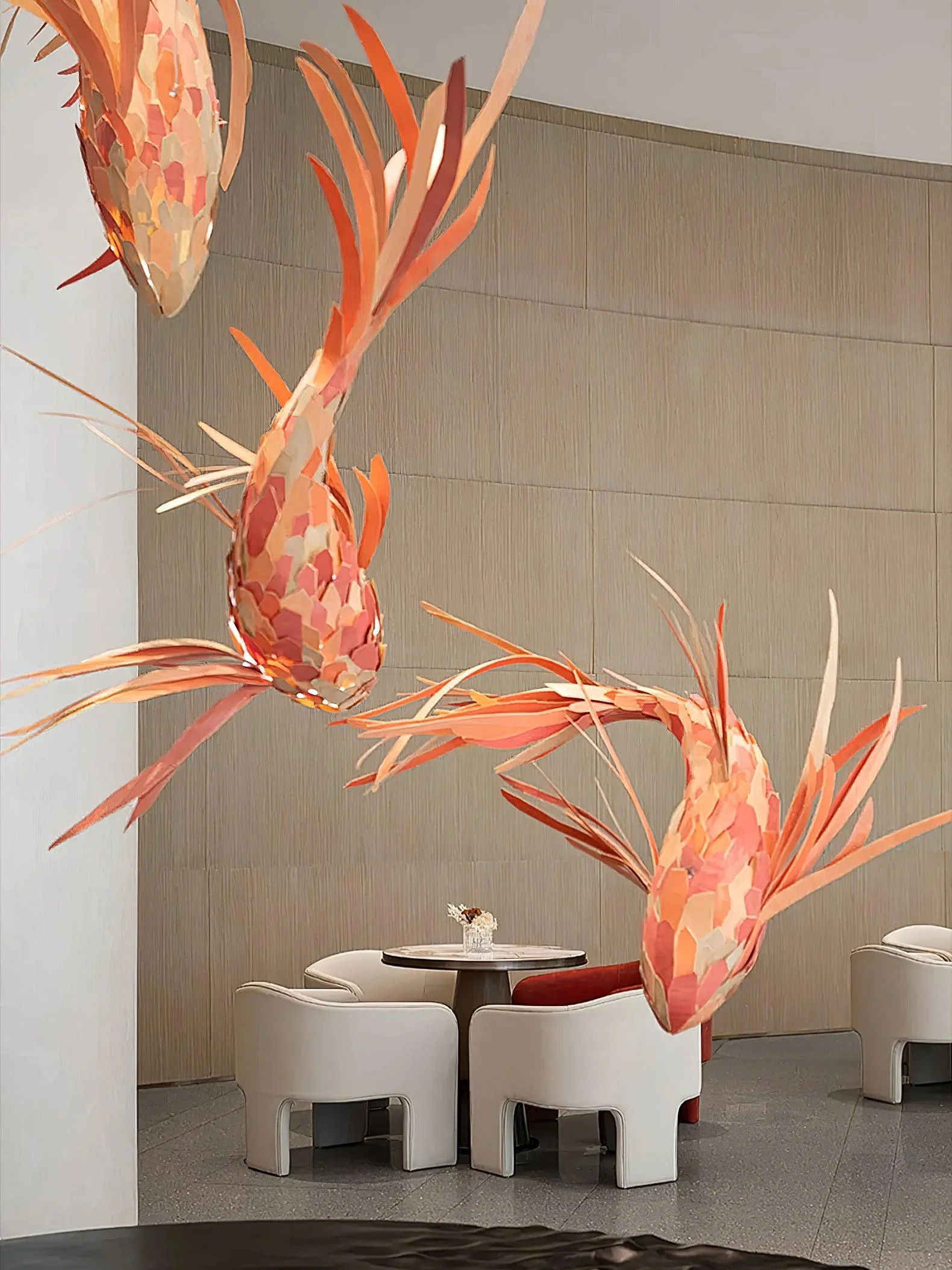 Vamararae Crimson Swirl Koi Pendant Light - Image 3