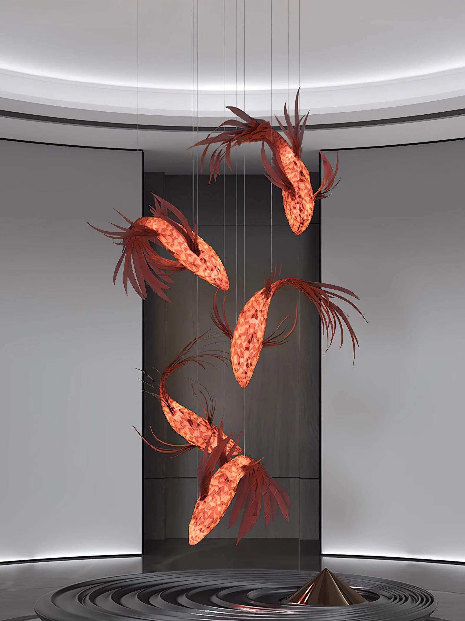 Vamararae Crimson Swirl Koi Pendant Light - Image 8