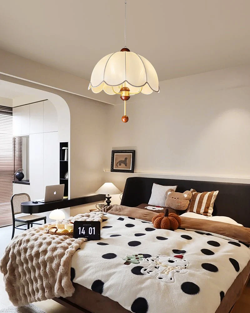 Varaeia Traditional Elegance Bloom Fabric Wood Pendant Lamp - Image 25