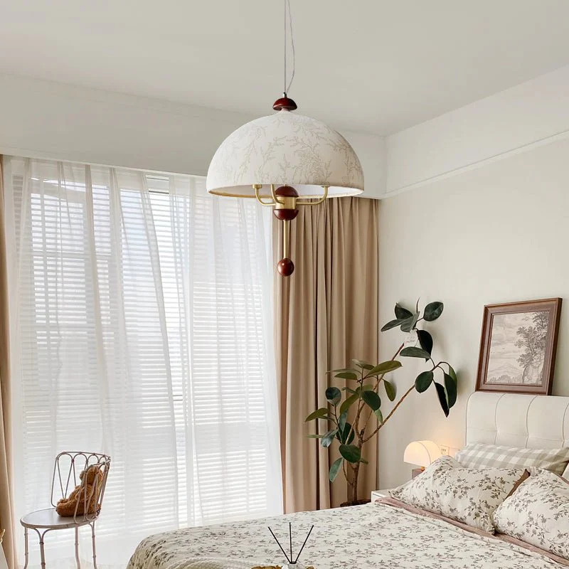 Varaeia Traditional Elegance Bloom Fabric Wood Pendant Lamp - Image 7