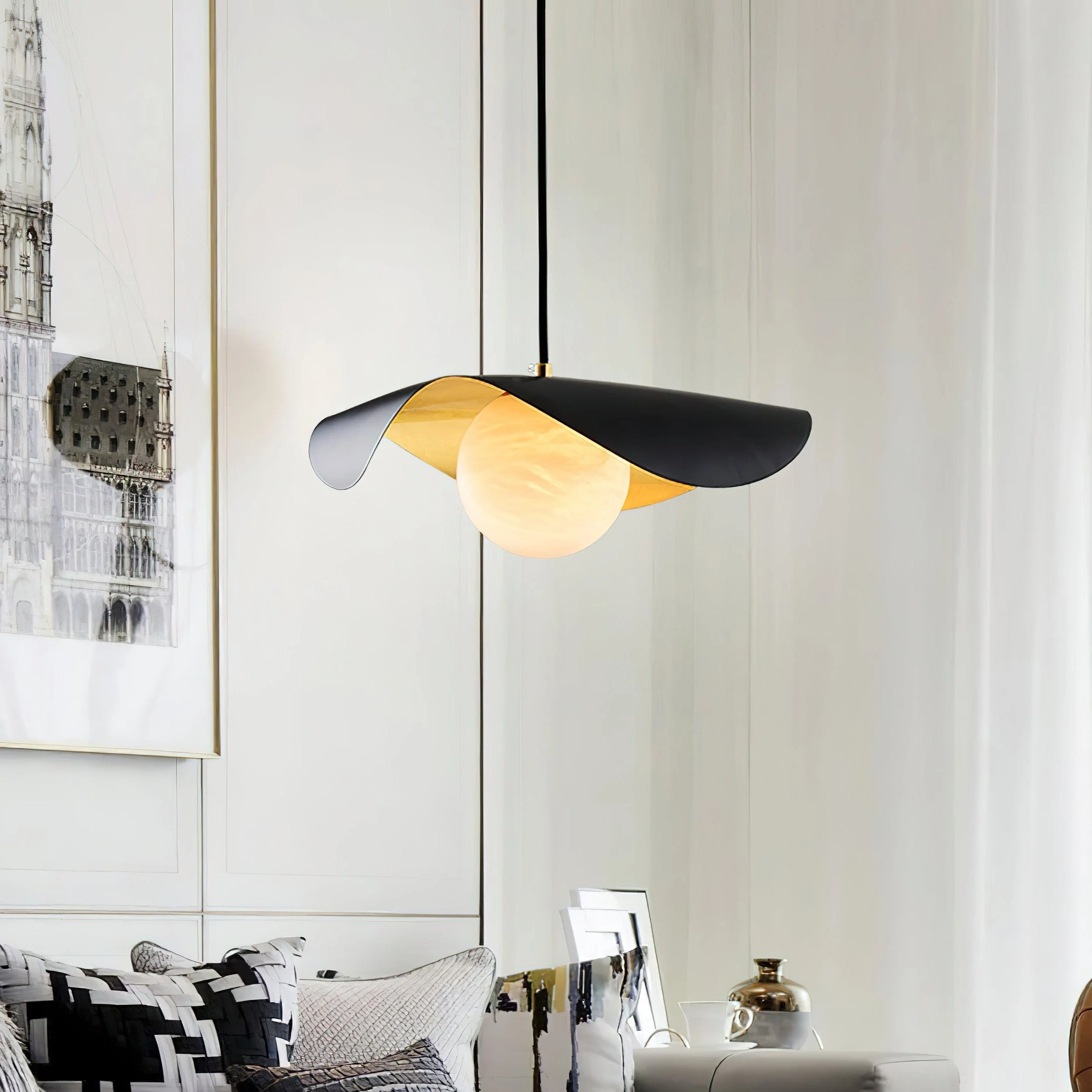 Vatoz Modern Black  Alabaster Pendant Light - Image 2