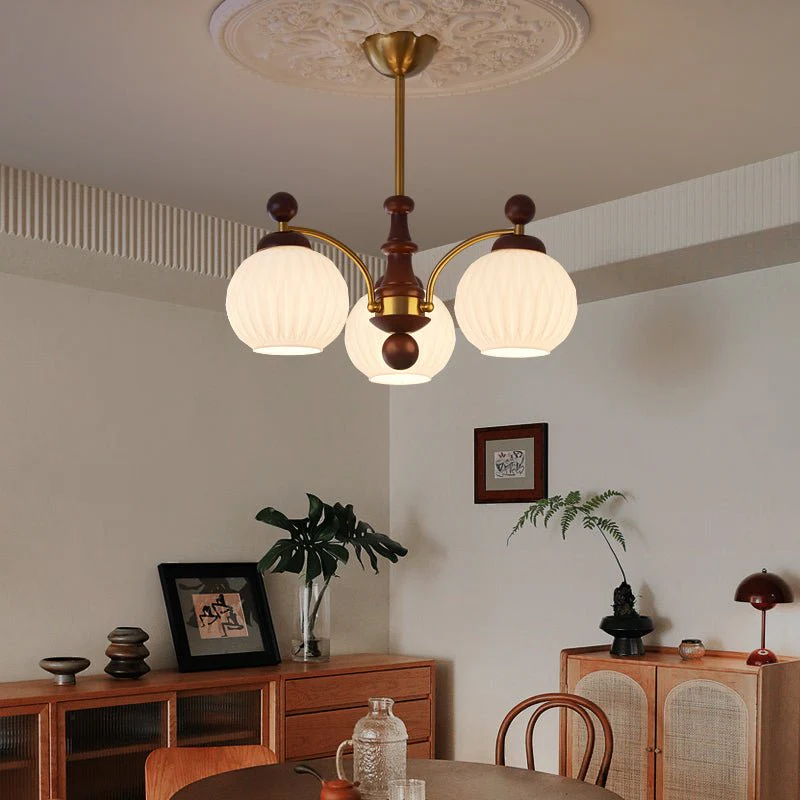 Vedoror Traditional Classic Orb Wood Glass Chandelier - Image 10