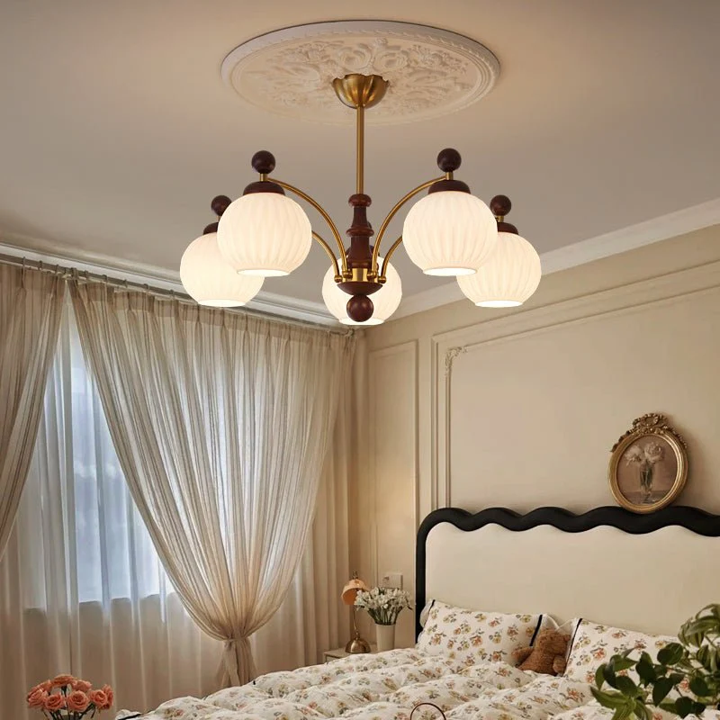 Vedoror Traditional Classic Orb Wood Glass Chandelier - Image 12