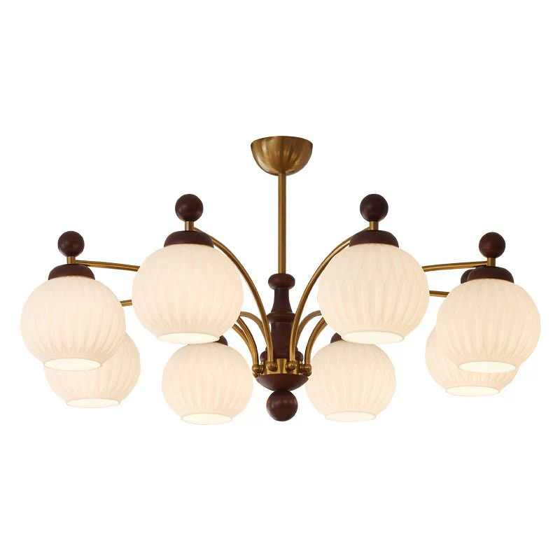 Vedoror Traditional Classic Orb Wood Glass Chandelier - Image 13