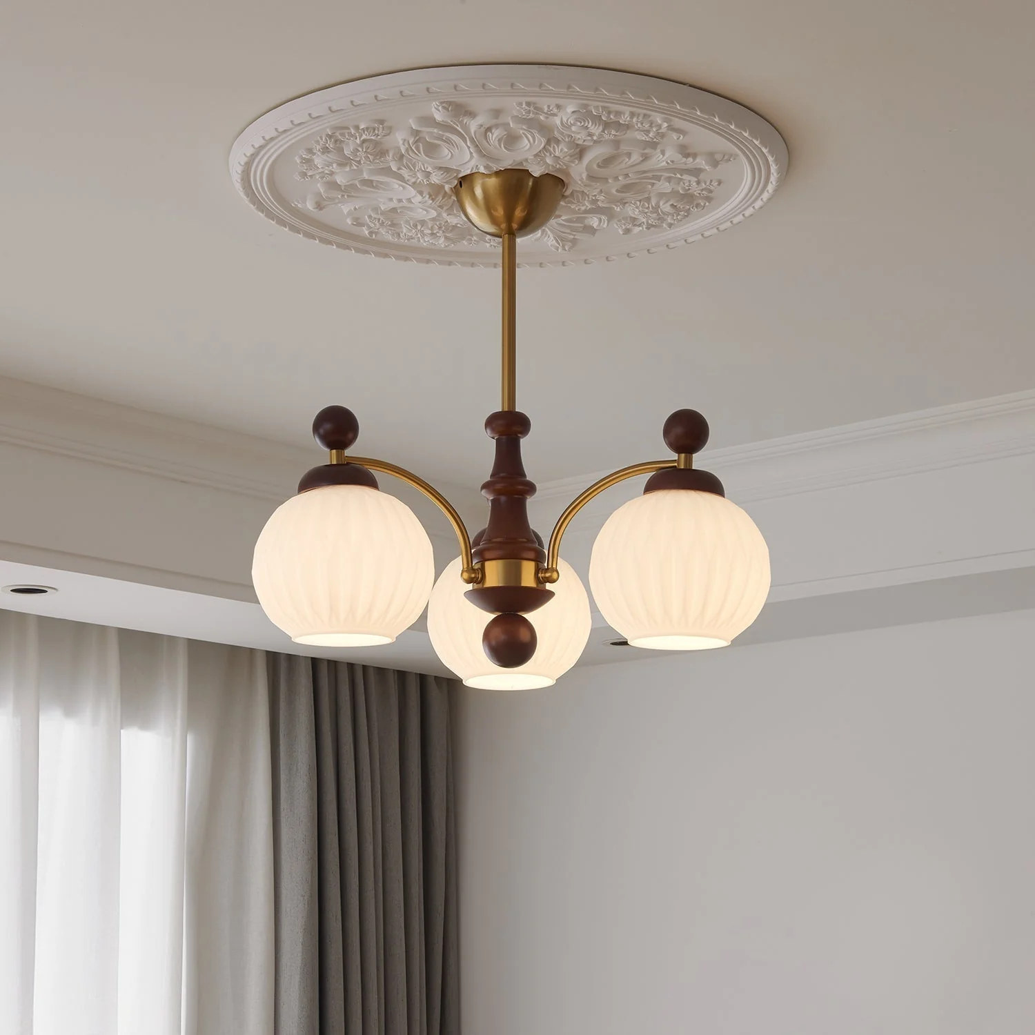 Vedoror Traditional Classic Orb Wood Glass Chandelier - Image 5