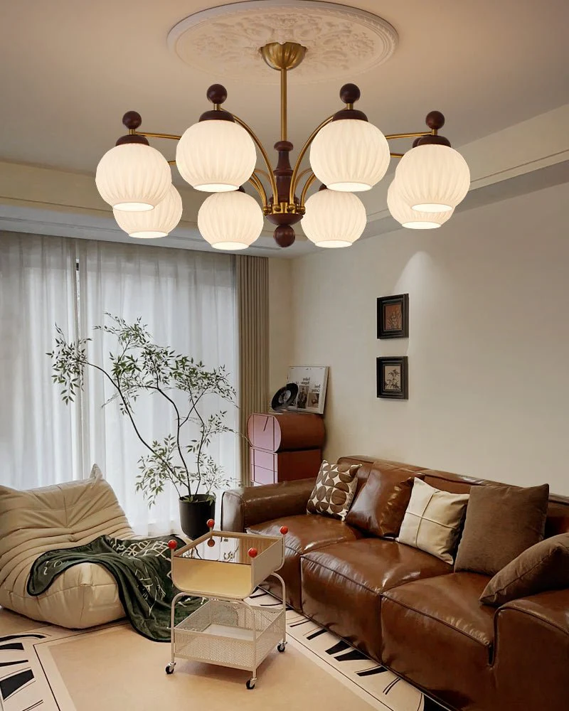 Vedoror Traditional Classic Orb Wood Glass Chandelier - Image 7