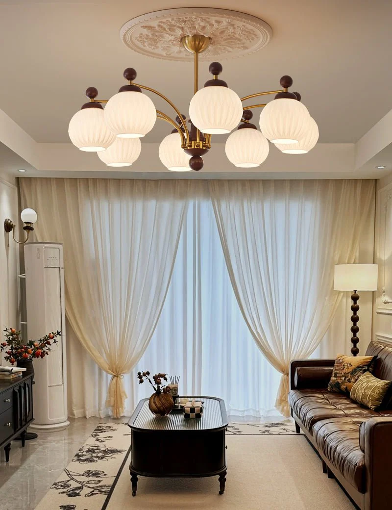 Vedoror Traditional Classic Orb Wood Glass Chandelier - Image 8
