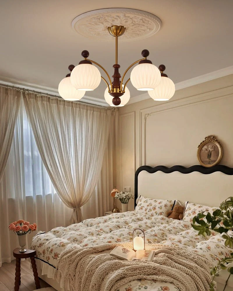 Vedoror Traditional Classic Orb Wood Glass Chandelier - Image 9