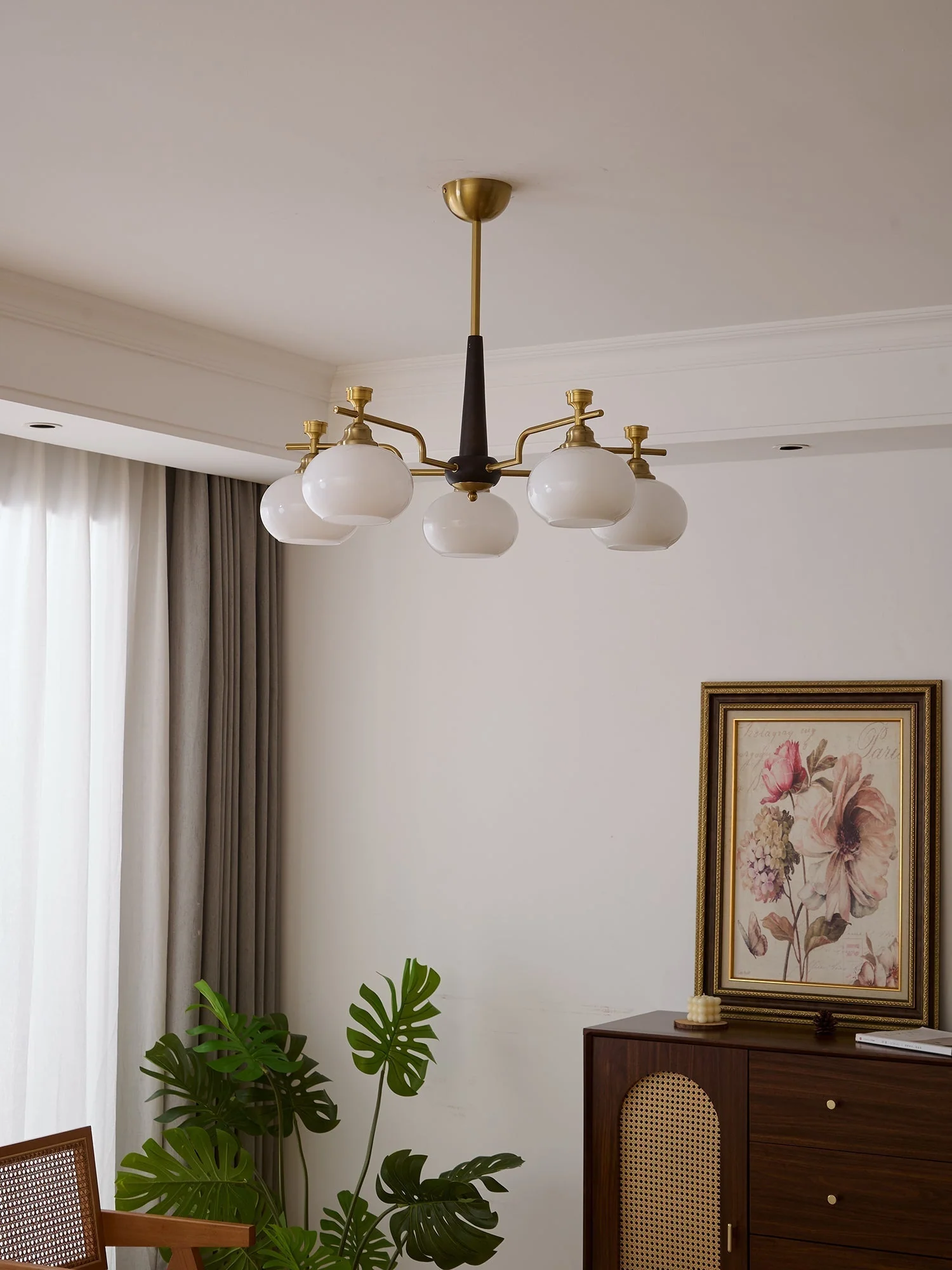 Velirara Traditional Unique Sphere Wood Glass Chandelier - Image 10