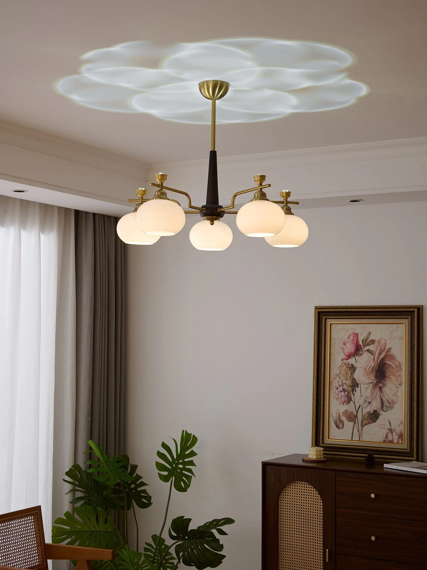 Velirara Traditional Unique Sphere Wood Glass Chandelier - Image 11