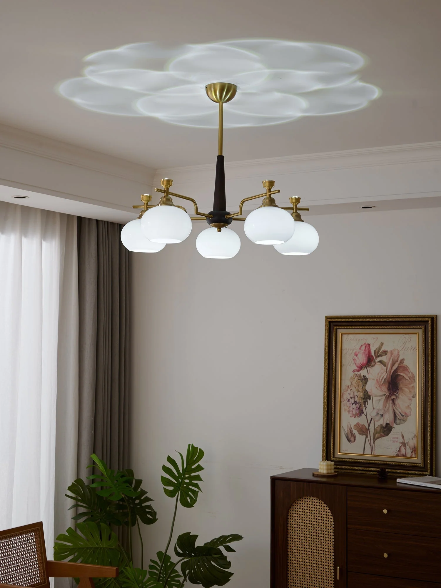 Velirara Traditional Unique Sphere Wood Glass Chandelier - Image 13