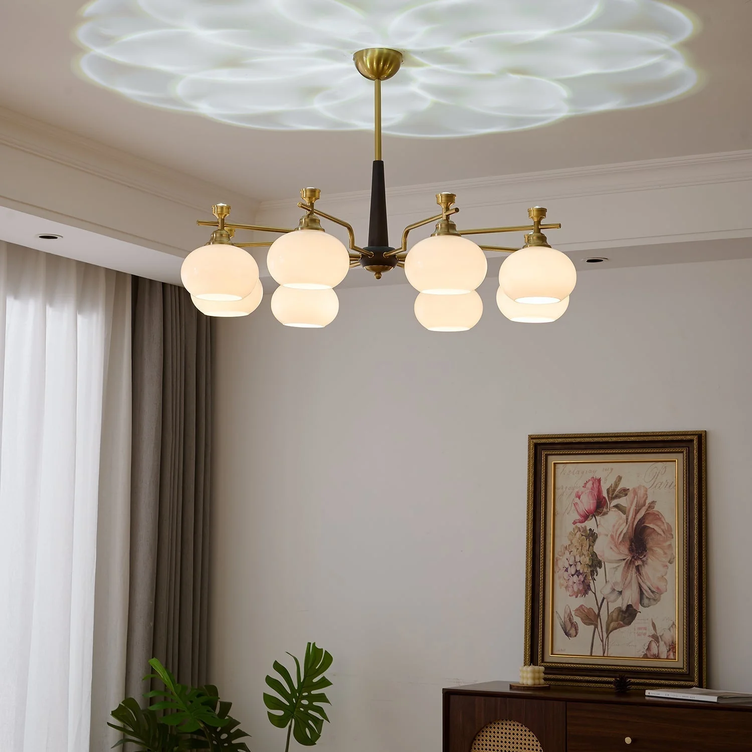 Velirara Traditional Unique Sphere Wood Glass Chandelier - Image 16