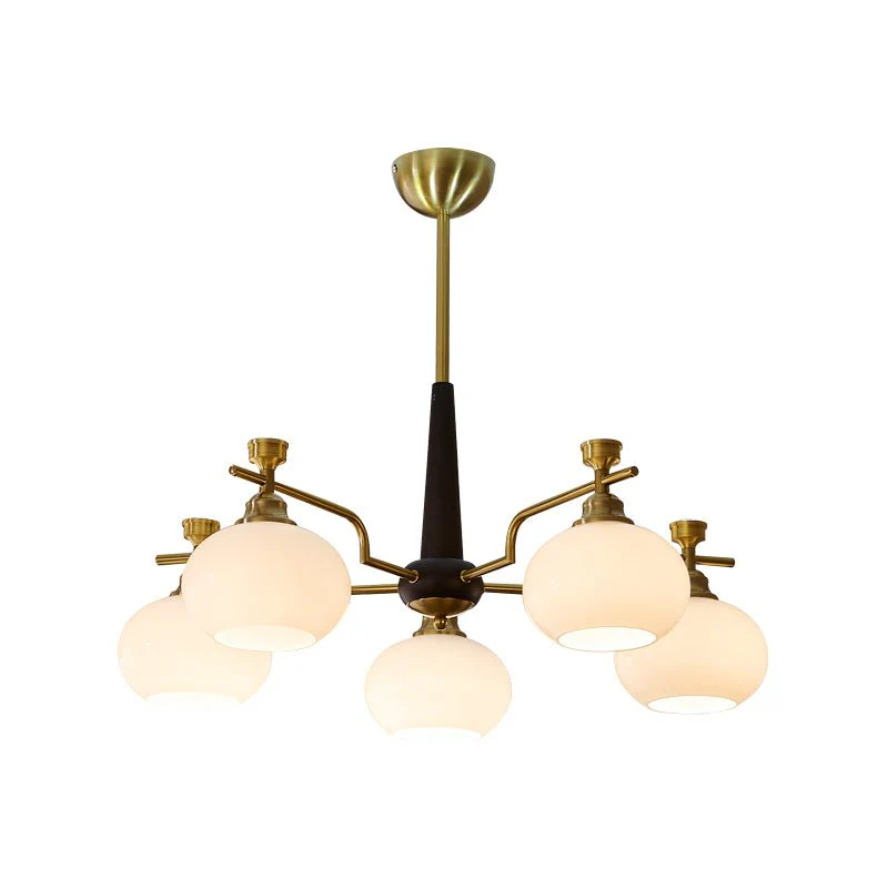 Velirara Traditional Unique Sphere Wood Glass Chandelier - Image 22