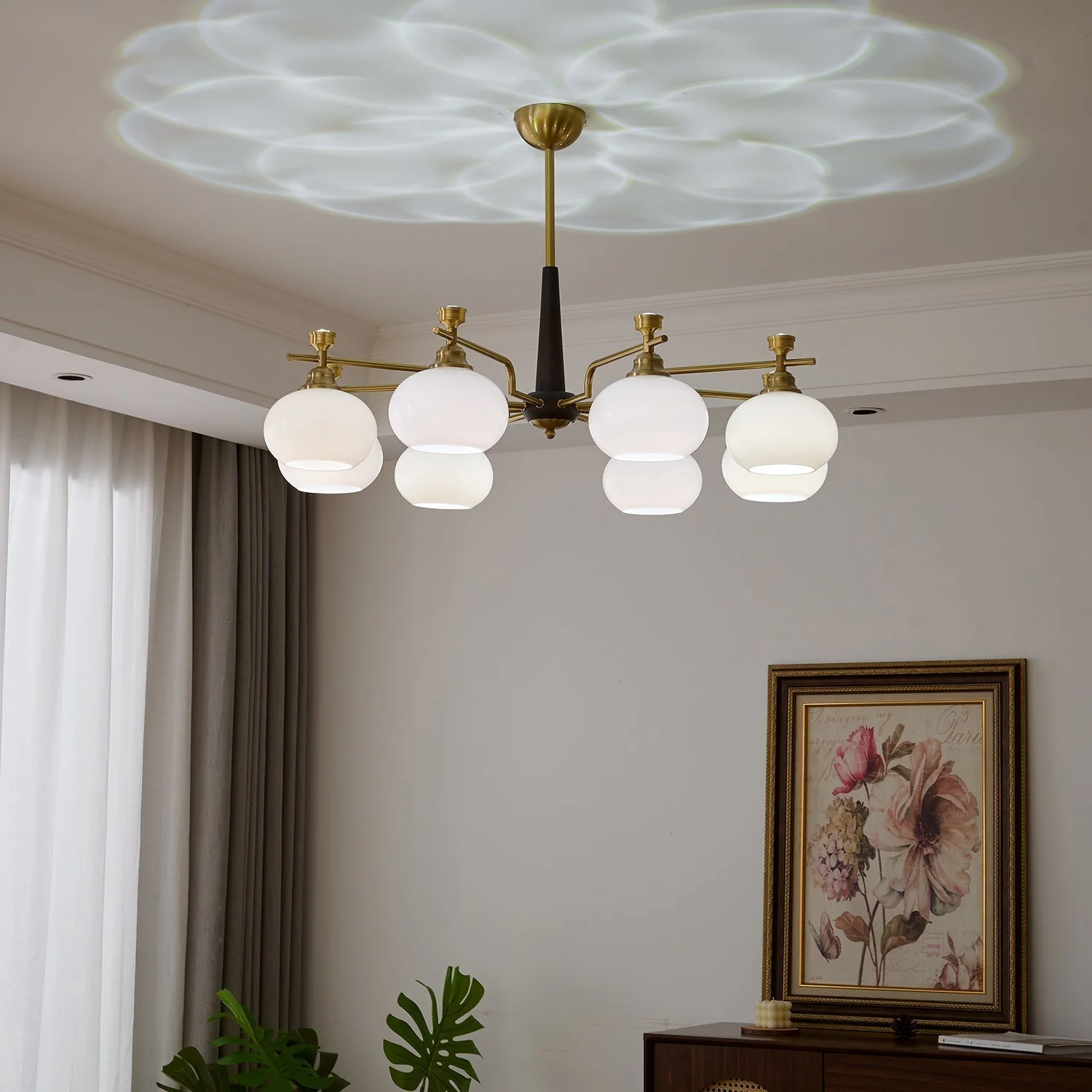 Velirara Traditional Unique Sphere Wood Glass Chandelier - Image 25
