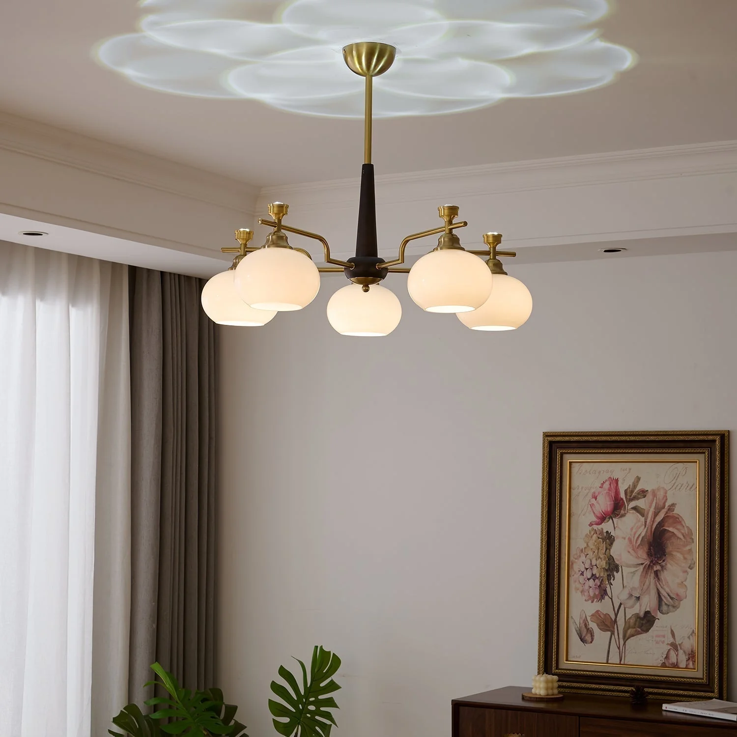 Velirara Traditional Unique Sphere Wood Glass Chandelier - Image 27