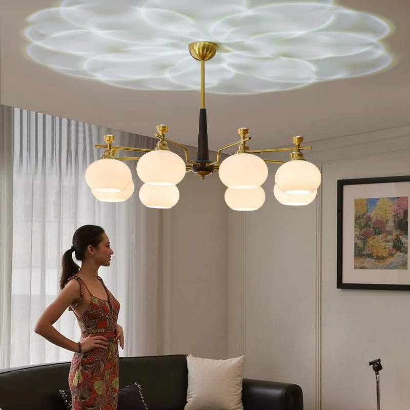 Velirara Traditional Unique Sphere Wood Glass Chandelier - Image 34