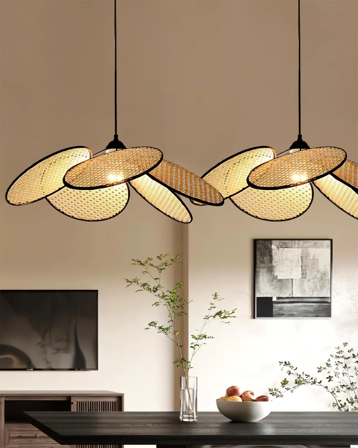Vemarora Premium Elegance Petals Rattan Fabric Pendant Lamp - Image 10