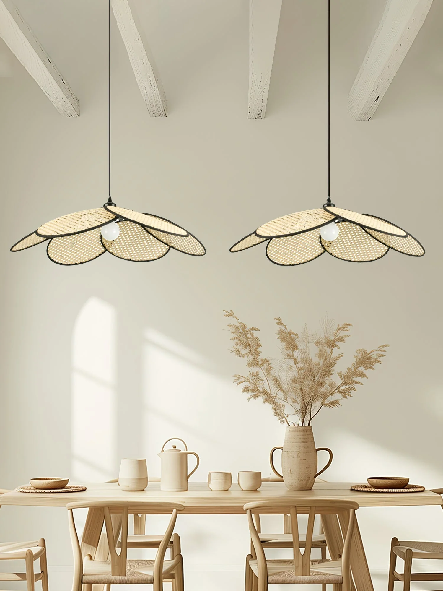 Vemarora Premium Elegance Petals Rattan Fabric Pendant Lamp - Image 13