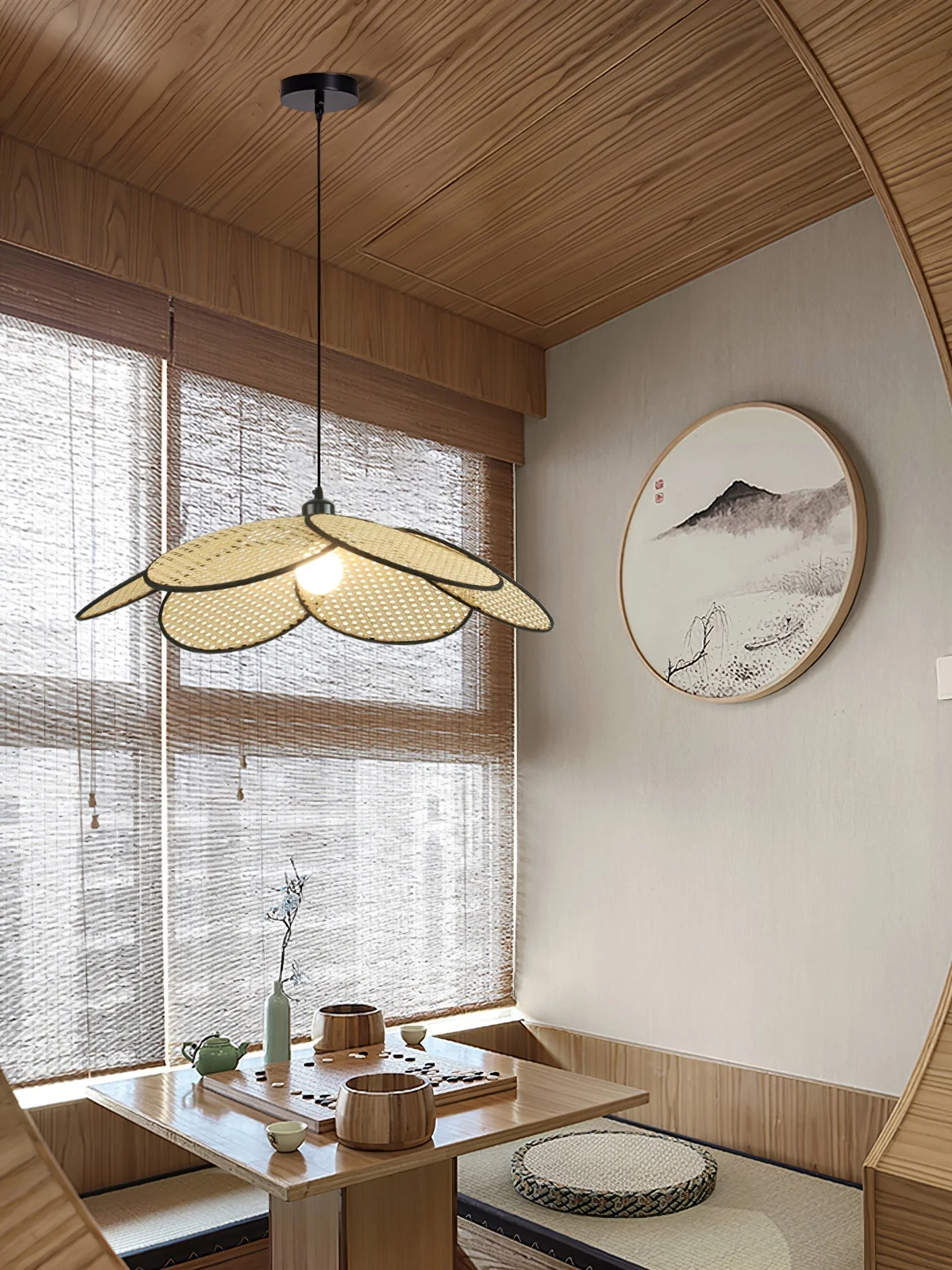 Vemarora Premium Elegance Petals Rattan Fabric Pendant Lamp - Image 14