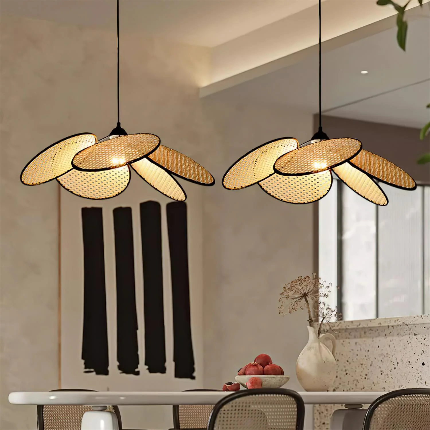 Vemarora Premium Elegance Petals Rattan Fabric Pendant Lamp - Image 16