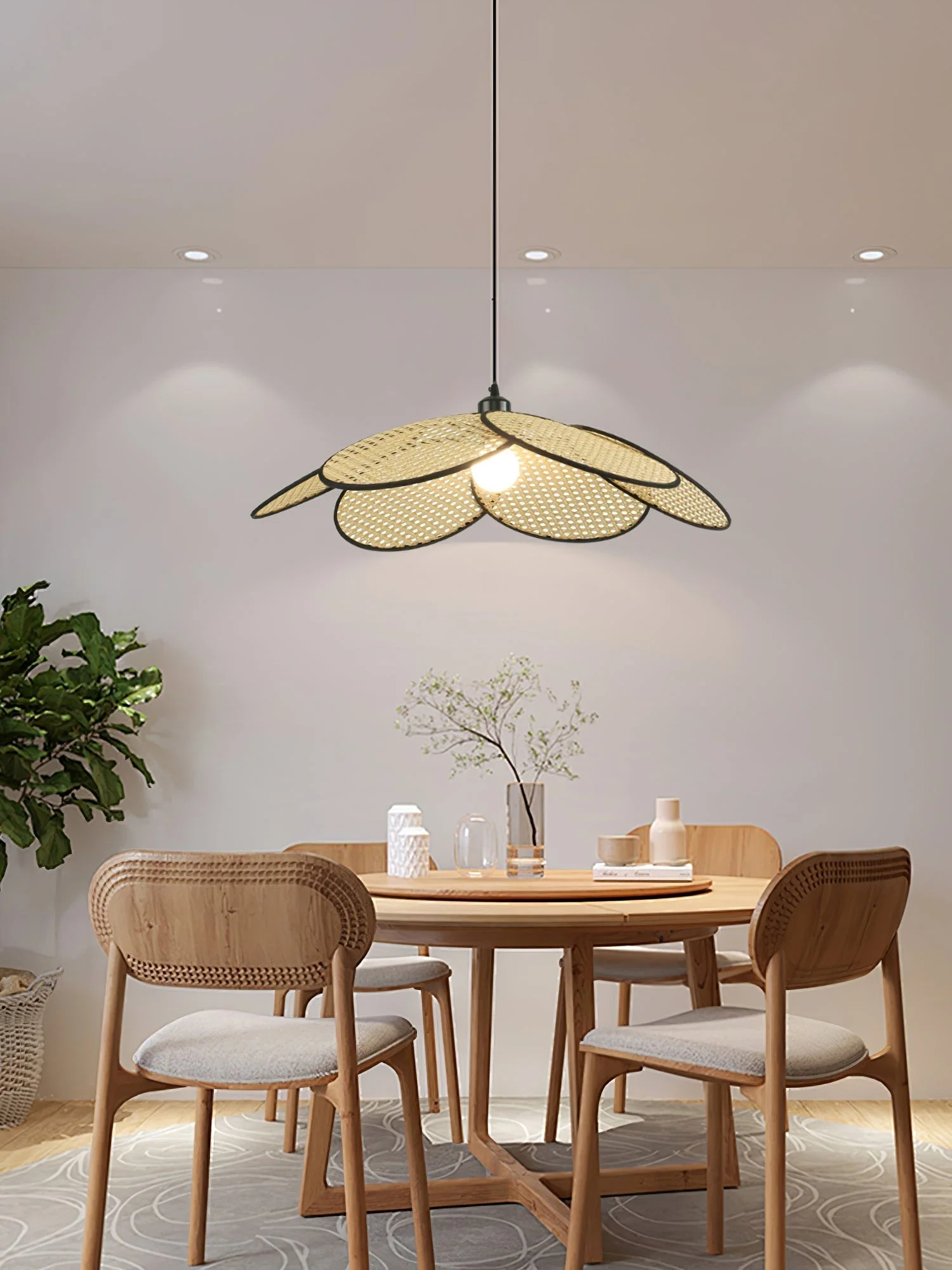 Vemarora Premium Elegance Petals Rattan Fabric Pendant Lamp - Image 17