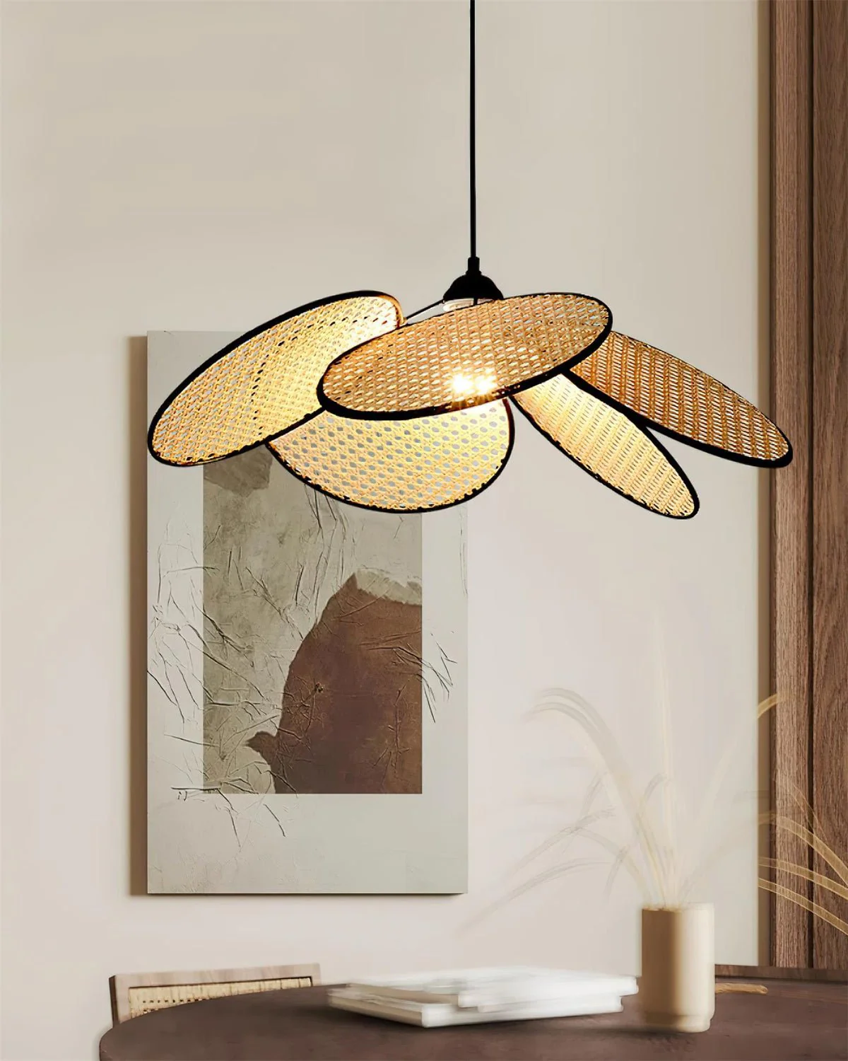 Vemarora Premium Elegance Petals Rattan Fabric Pendant Lamp - Image 27