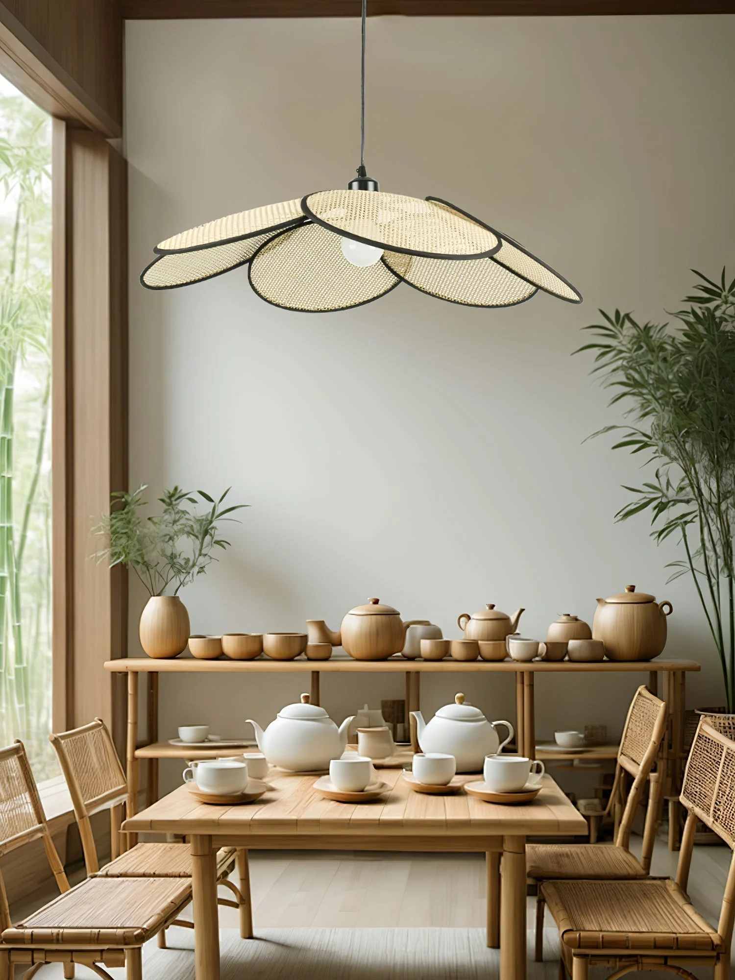 Vemarora Premium Elegance Petals Rattan Fabric Pendant Lamp - Image 3