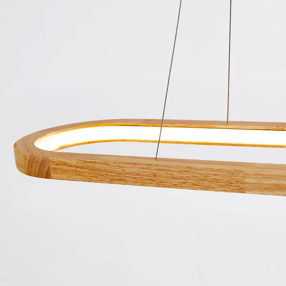 Veon Contemporary Oval Wooden Pendant Light - Image 16