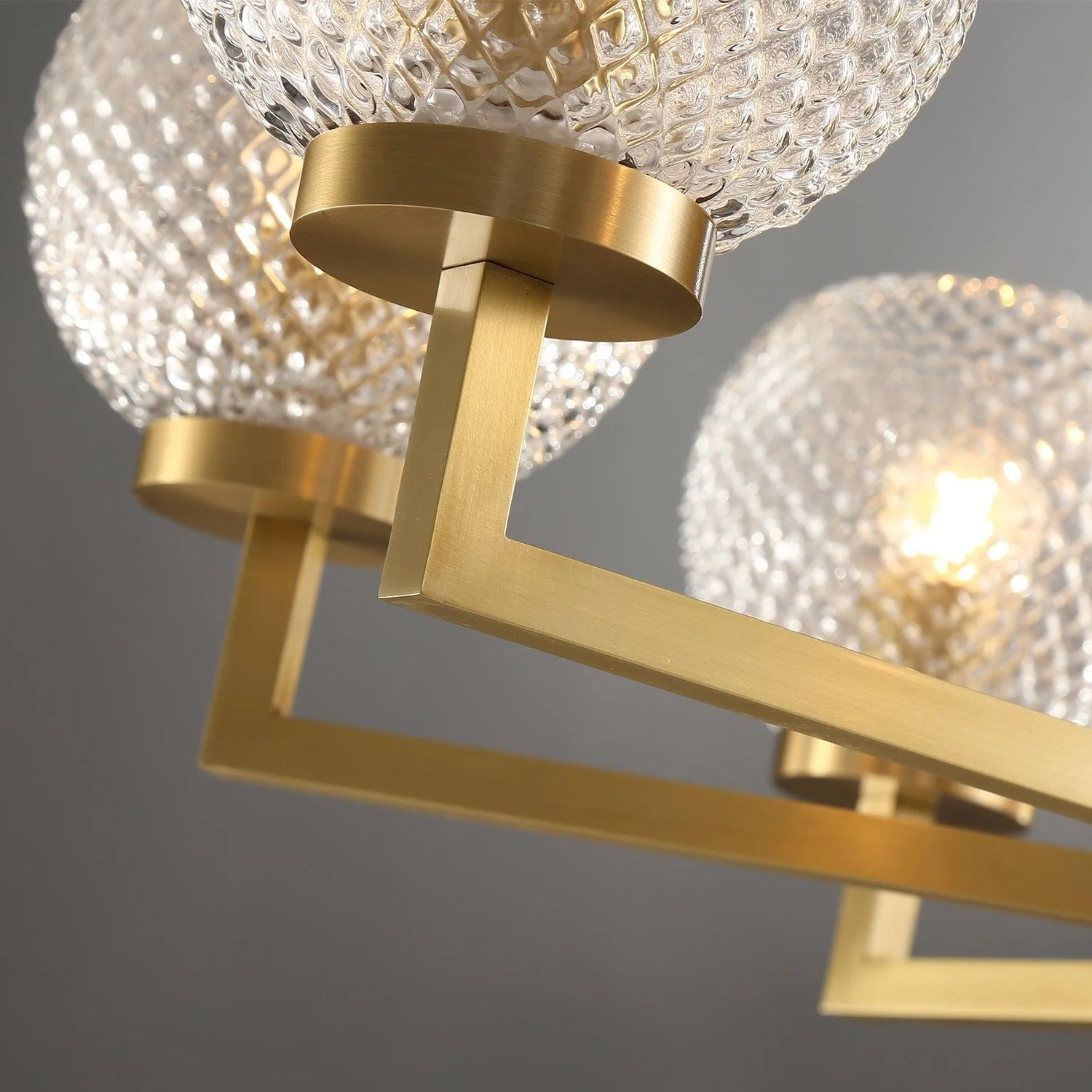 Vera Ribbed Glass Brass Chandelier - Image 5