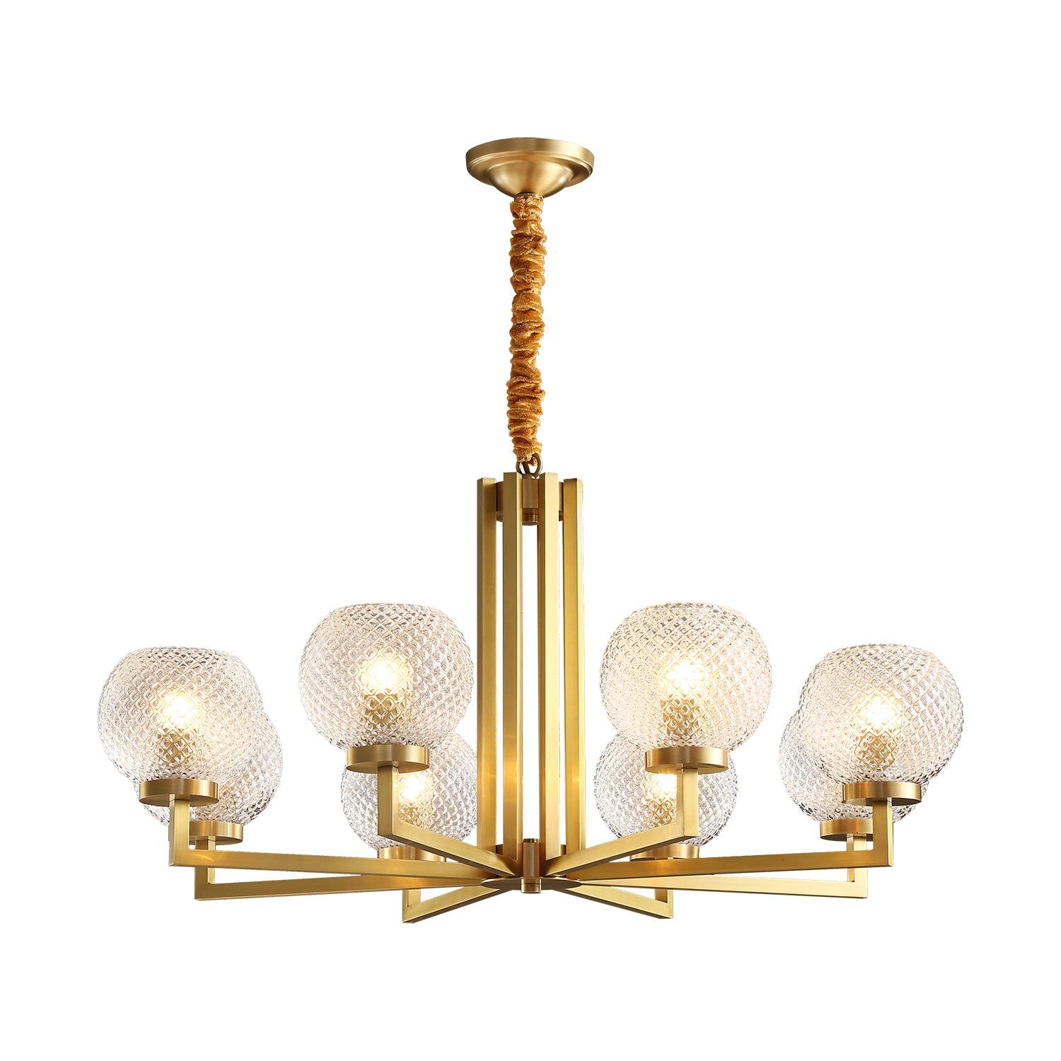 Vera Ribbed Glass Brass Chandelier - Image 8