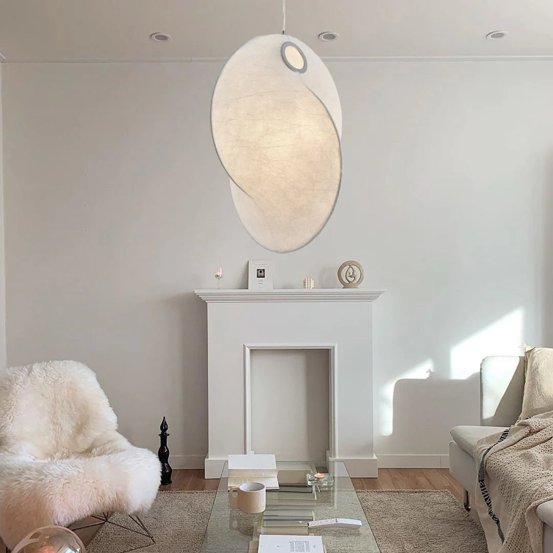 Verine Sculptural Mulberry Silk Pendant Light - Image 5