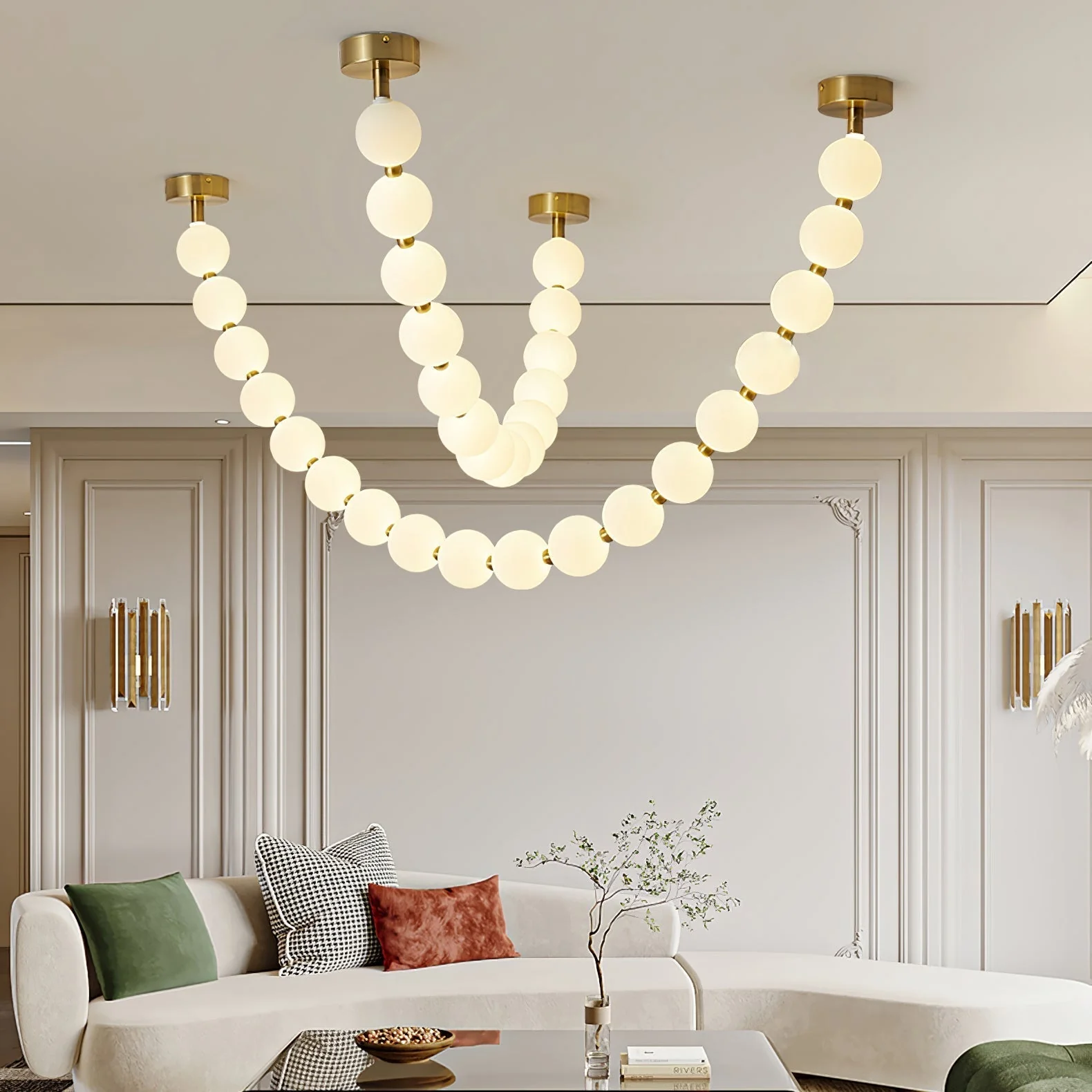 Vicariel Pearl Necklace Balls Glass Chandelier - Image 28